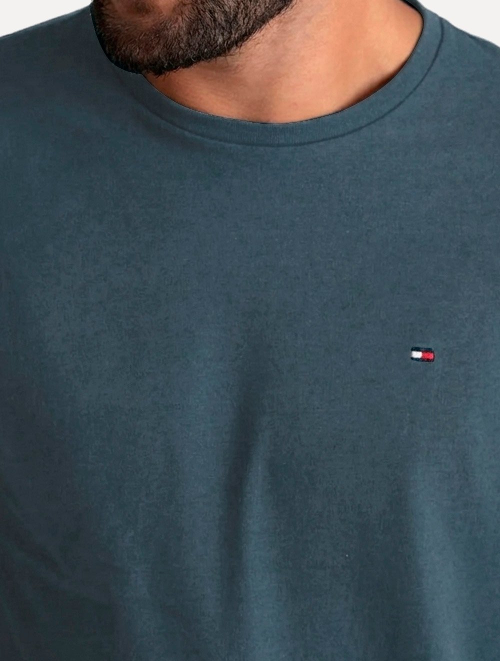 Camiseta Tommy Hilfiger Longa Essential Cotton Azul Petróleo