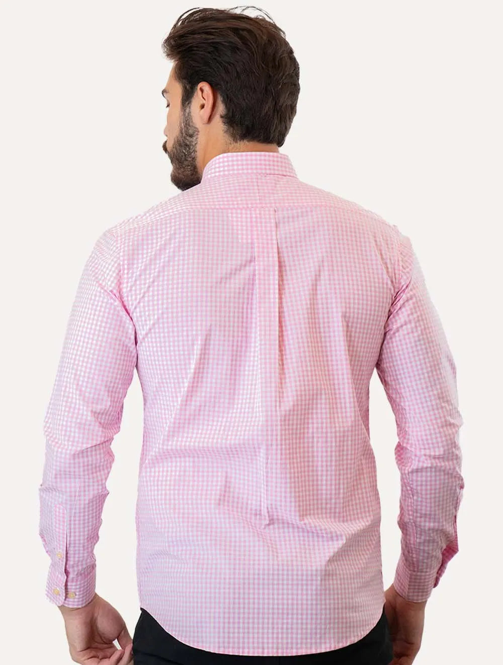 Camisa Ralph Lauren Masculina Slim Fit Stretch Poplin Rosa