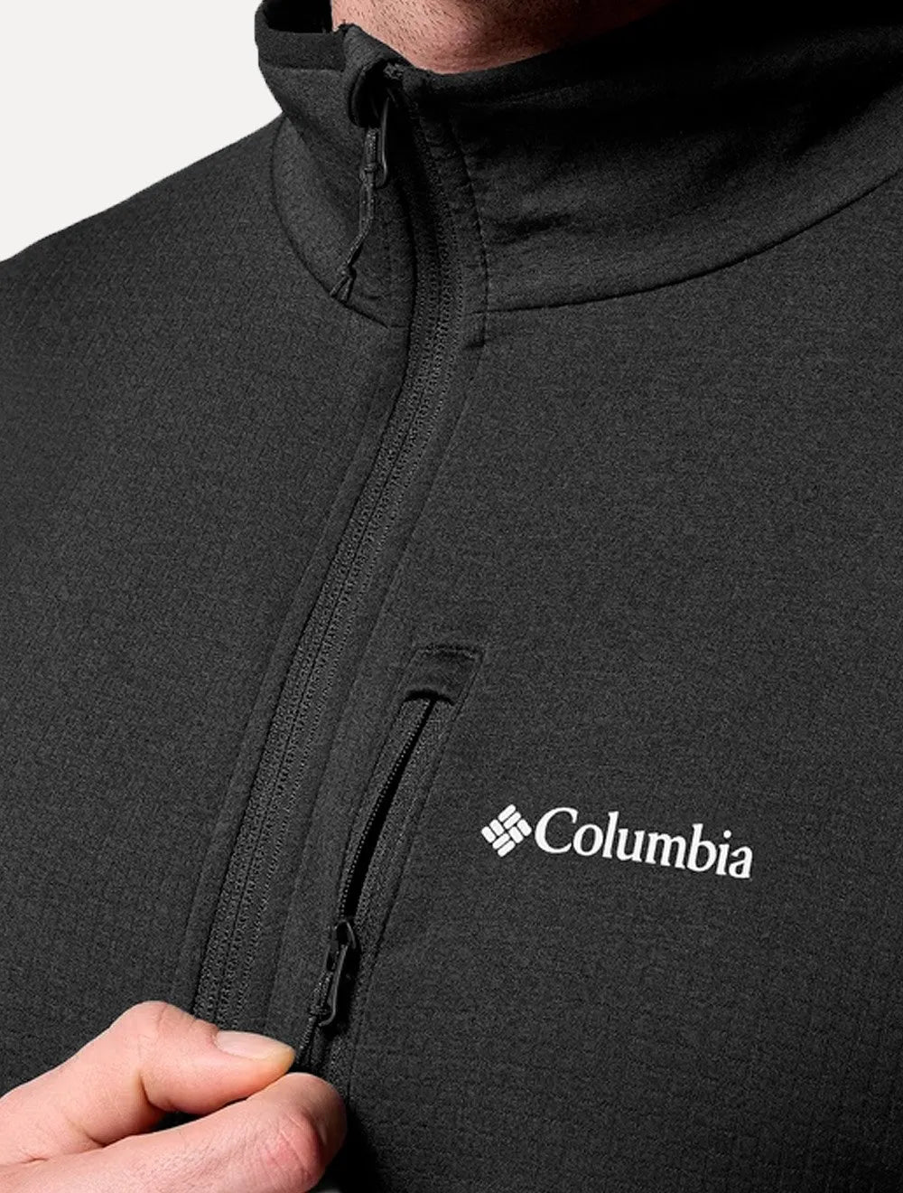 Jaqueta Columbia Masculina Fleece Hike Grid Full Zip Preto 