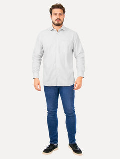 Camisa Dudalina Masculina Comfort Pocket Listrada Lines Branca