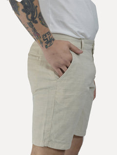 Bermuda Sergio K Masculina Chino Sarja Elastano Areia