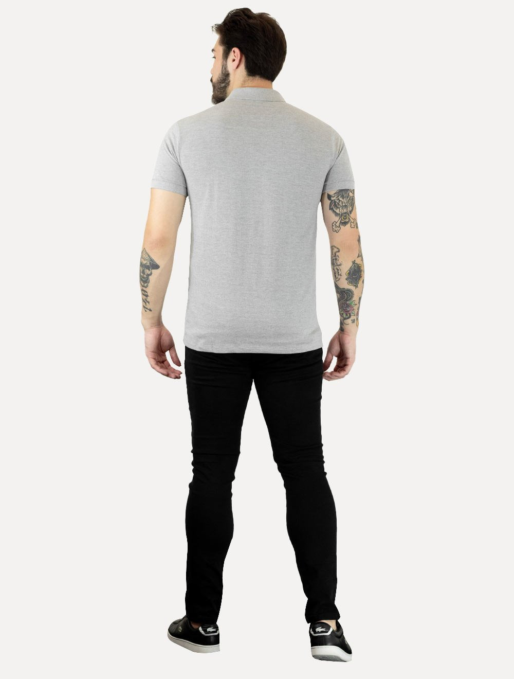 Polo Colcci Masculina Piquet Orange Logo Cinza Mescla Claro