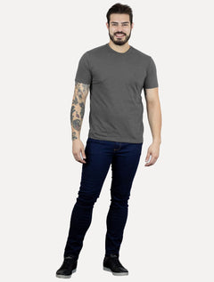 Camiseta Calvin Klein Masculina CK Bordado Peito Chumbo