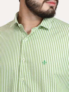 Camisa Dudalina Masculina Manga Curta Comfort Superfine Cotton Listrada Verde