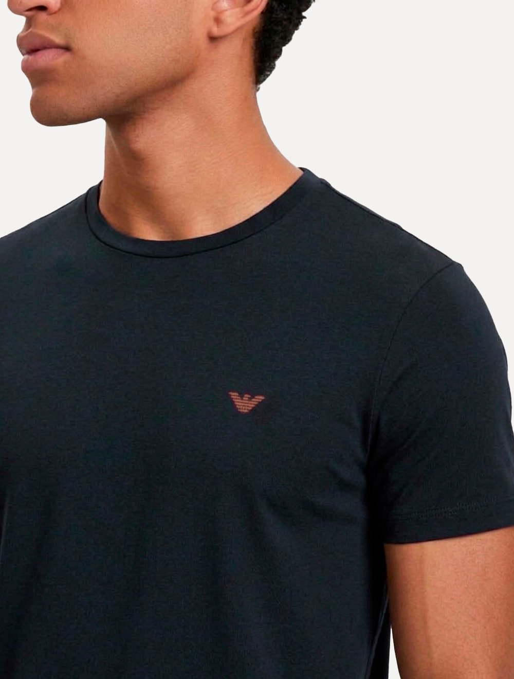 Kit Camisetas Empório Armani Masculina C-Neck Printed Logo Vermelha e Azul Marinho
