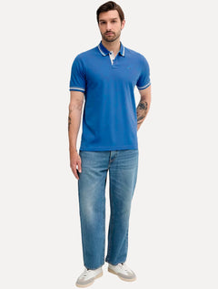 Polo Tommy Jeans Masculina Piquet Regular Tipped Azul