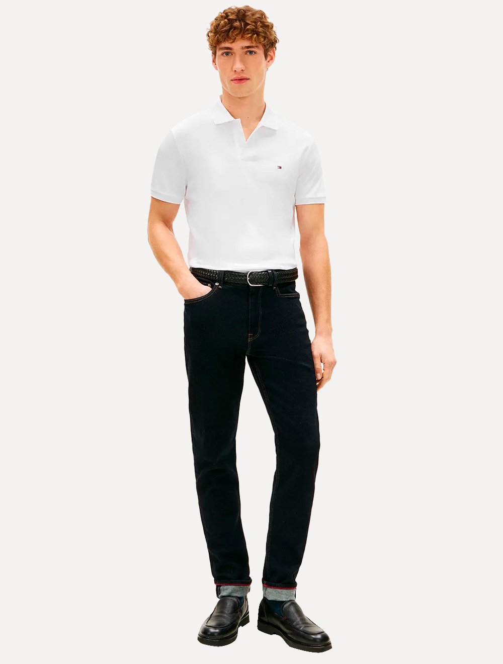 Polo Tommy Hilfiger Masculina Malha Liquid Cotton Regular Branca