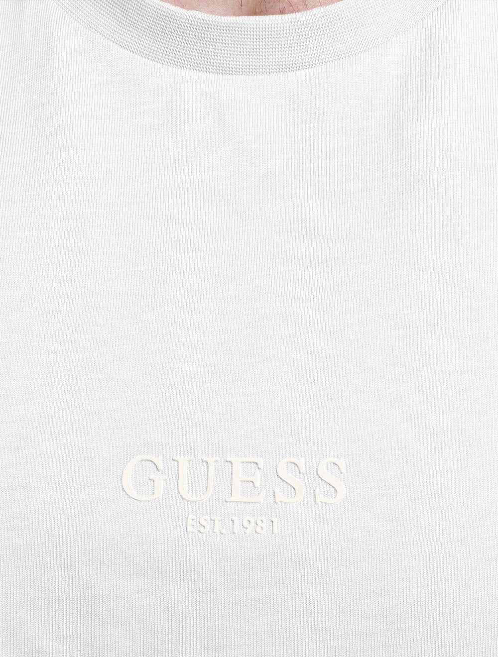Camiseta Guess Masculina Rubber Est.1981 Stoned Branca