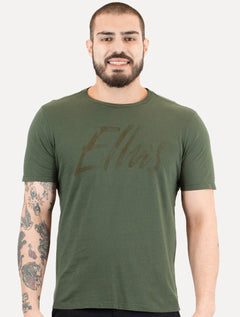 Camiseta Ellus Masculina Maxi Logo Classic Brush Verde Floresta