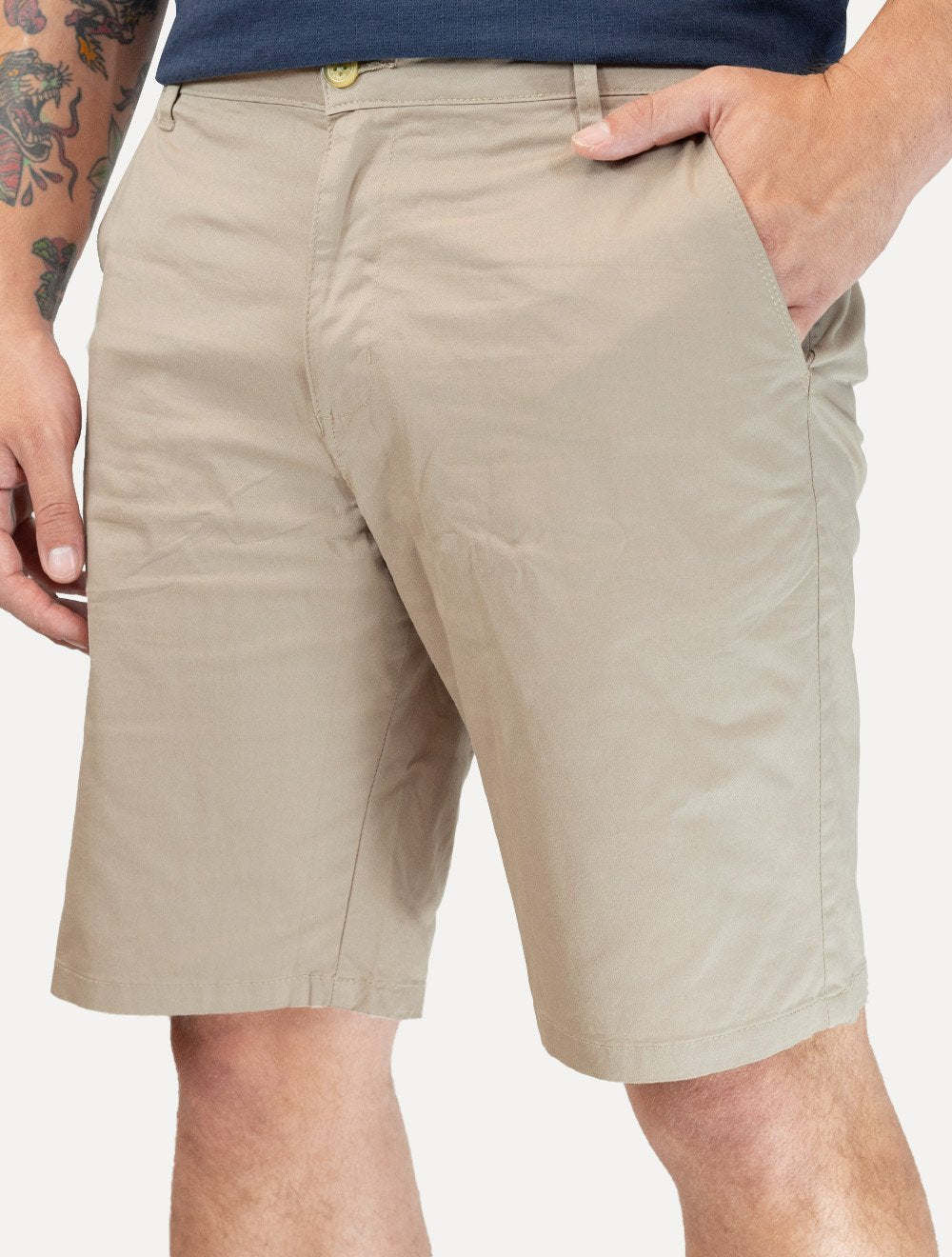 Bermuda King & Joe Masculina Slim Sarja Cáqui Claro