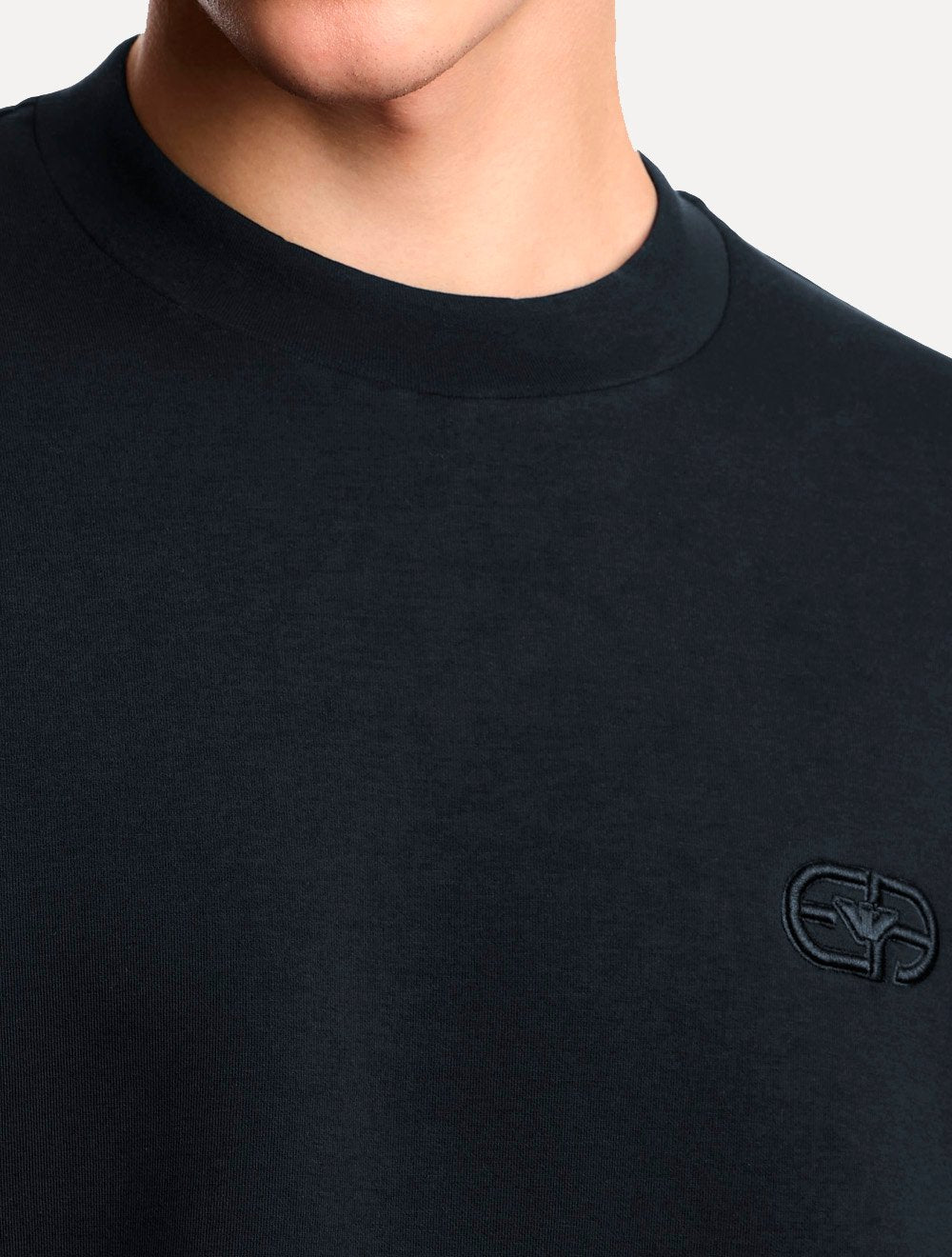 Blusa Moletom Emporio Armani Masculina Essential EA Logo Embroidery Azul Marinho