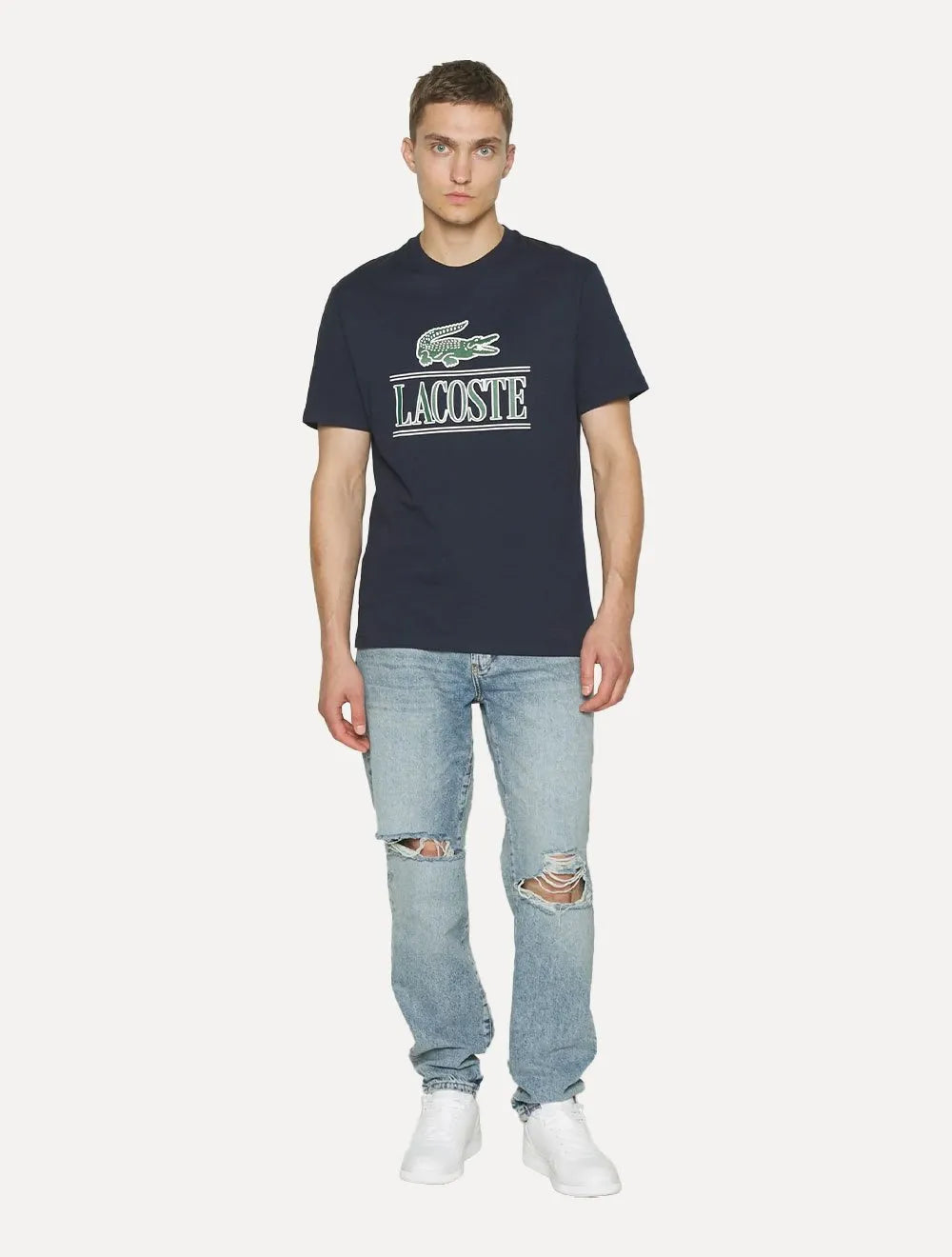 Camiseta Lacoste Masculina Heavy Cotton Jersey Vintage Azul Marinho