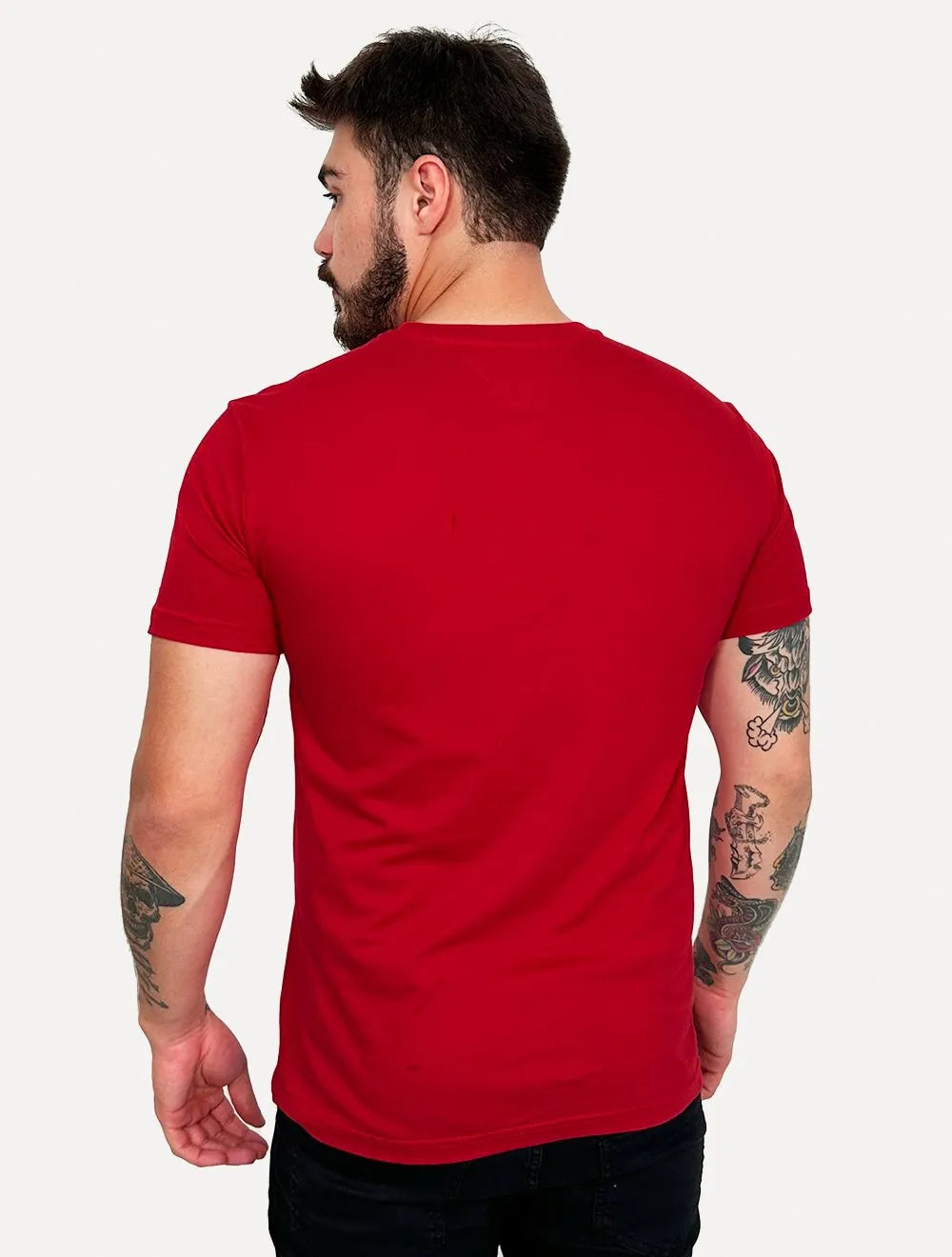 Camiseta Tommy Hilfiger Masculina Columbus H Roundle Logo Vermelho