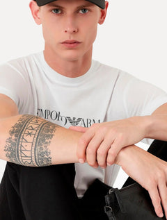 Camiseta Emporio Armani Masculina Essential Logo Peito Chest Branca