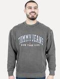 Moletom Tommy Jeans Masculino Relaxed C-neck Varsity Chumbo