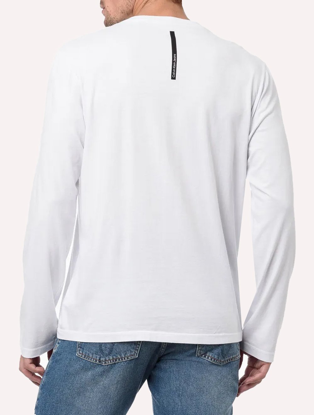 Blusa Calvin Klein Jeans Masculina Manga Longa New Logo Re Issue Branca