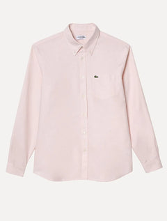 Camisa Lacoste Masculina Regular Fit Oxford Classic Rosa Claro