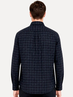 Camisa Dudalina Masculina Comfort Superfine Cotton Xadrez Azul Marinho