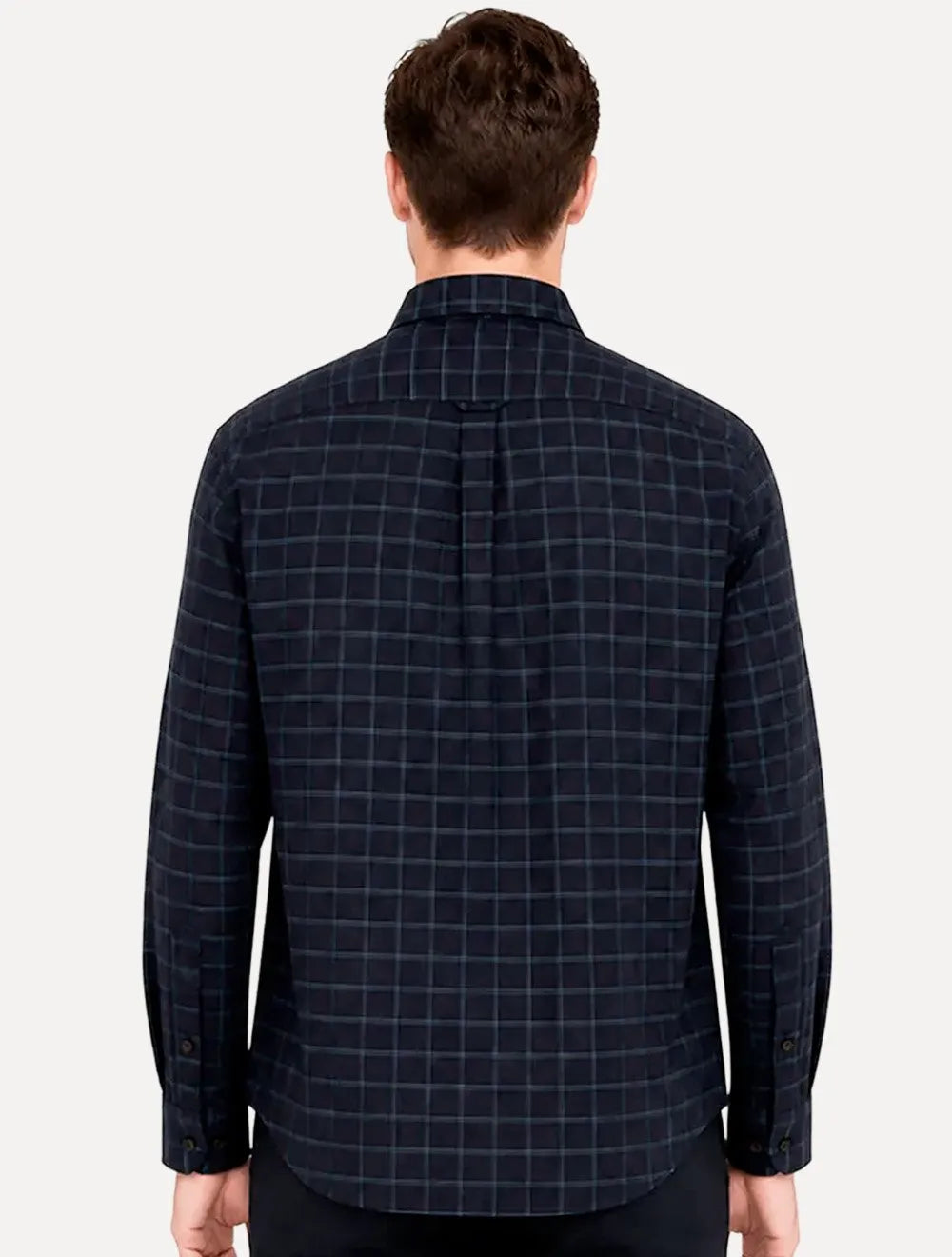 Camisa Dudalina Masculina Comfort Superfine Cotton Xadrez Azul Marinho