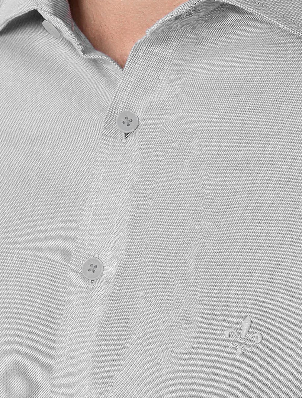 Camisa Dudalina Masculina Milano Fit Tricoline Stretch Oxford Cinza Claro