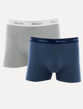 Cueca Mash Boxer Cotton Basic Azul Médio/ Cinza Mescla Pack 2UN