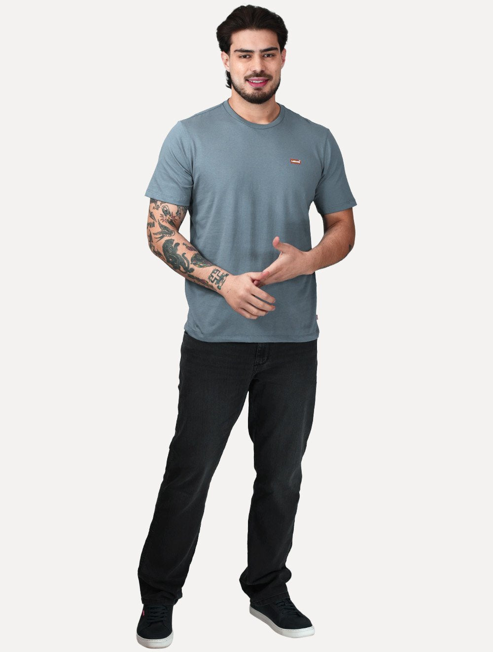 Camiseta Levis Masculina Standard Classic Printed Housemark Azul Médio
