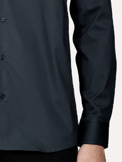 Camisa Aramis Masculina Slim Tricoline Liso Stretch Marinho Escuro