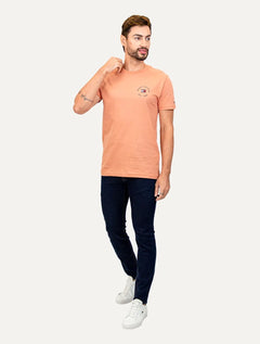 Camiseta Tommy Hilfiger Masculina Roundle Logo Chest Salmão