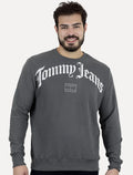 Moletom Tommy Jeans Masculino Regular Crewneck Grunge Logo Grafite