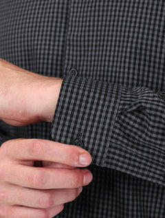 Camisa Aramis Masculina Slim Mini Xadrez Damero Chumbo/Preto