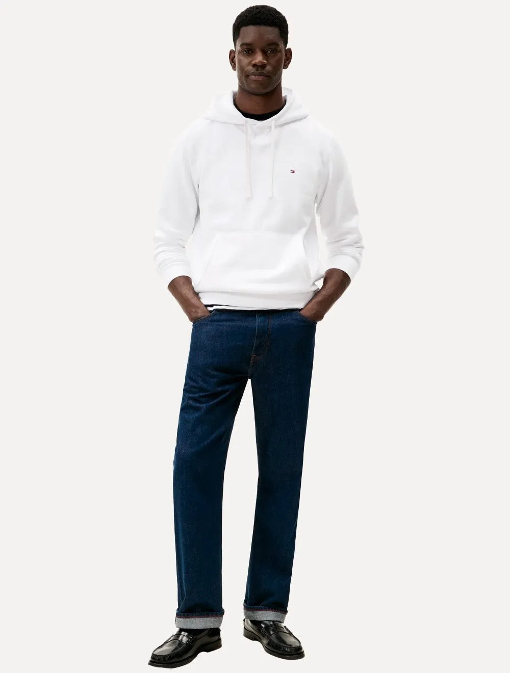 Moletom Tommy Hilfiger Masculino Essential Fleece Hoody Flag Branco