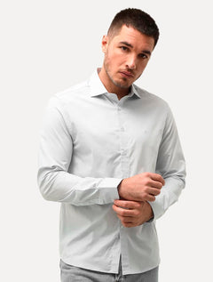 Camisa Ellus Masculina Tricoline LY Slim Italian Cinza