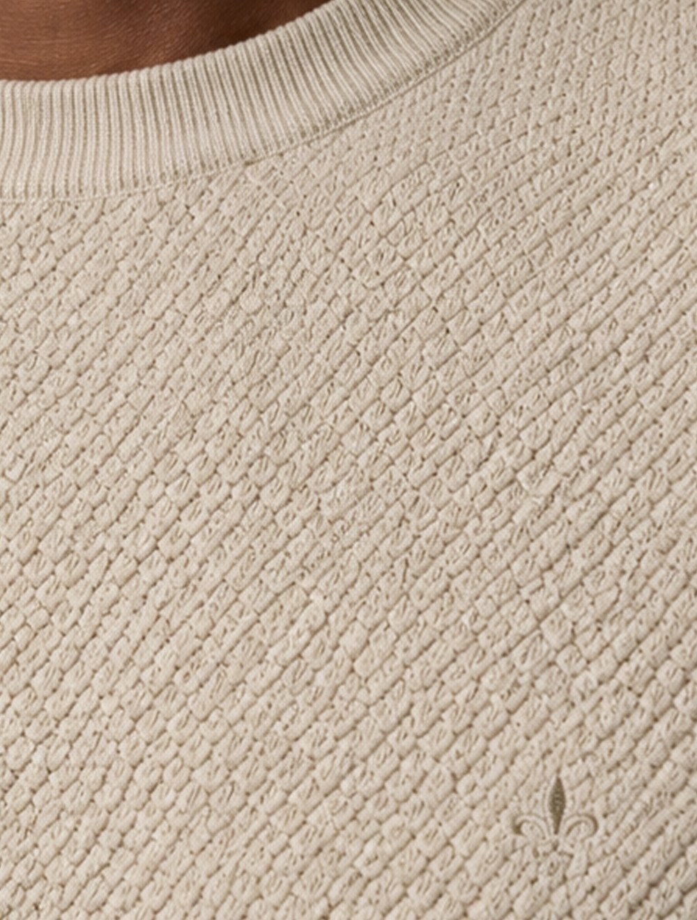 Suéter Dudalina Masculino Tricot Textura Favo Cáqui