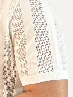 Camiseta Dixen Masculina Tricot Vertical Manga Curta Gola Careca Off White