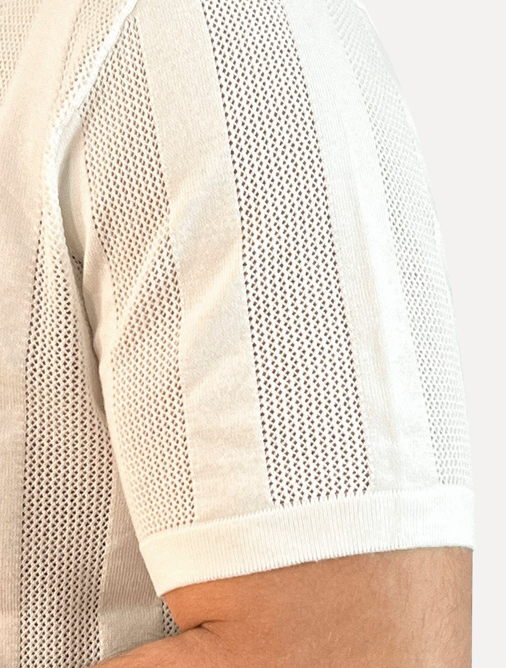 Camiseta Dixen Masculina Tricot Vertical Manga Curta Gola Careca Off White