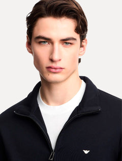 Blusa Moletom Emporio Armani Masculina Essential Full Zip Azul Marinho