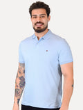 Polo Tommy Hilfiger Masculina Malha Liquid Cotton Seasonal Azul Caribe