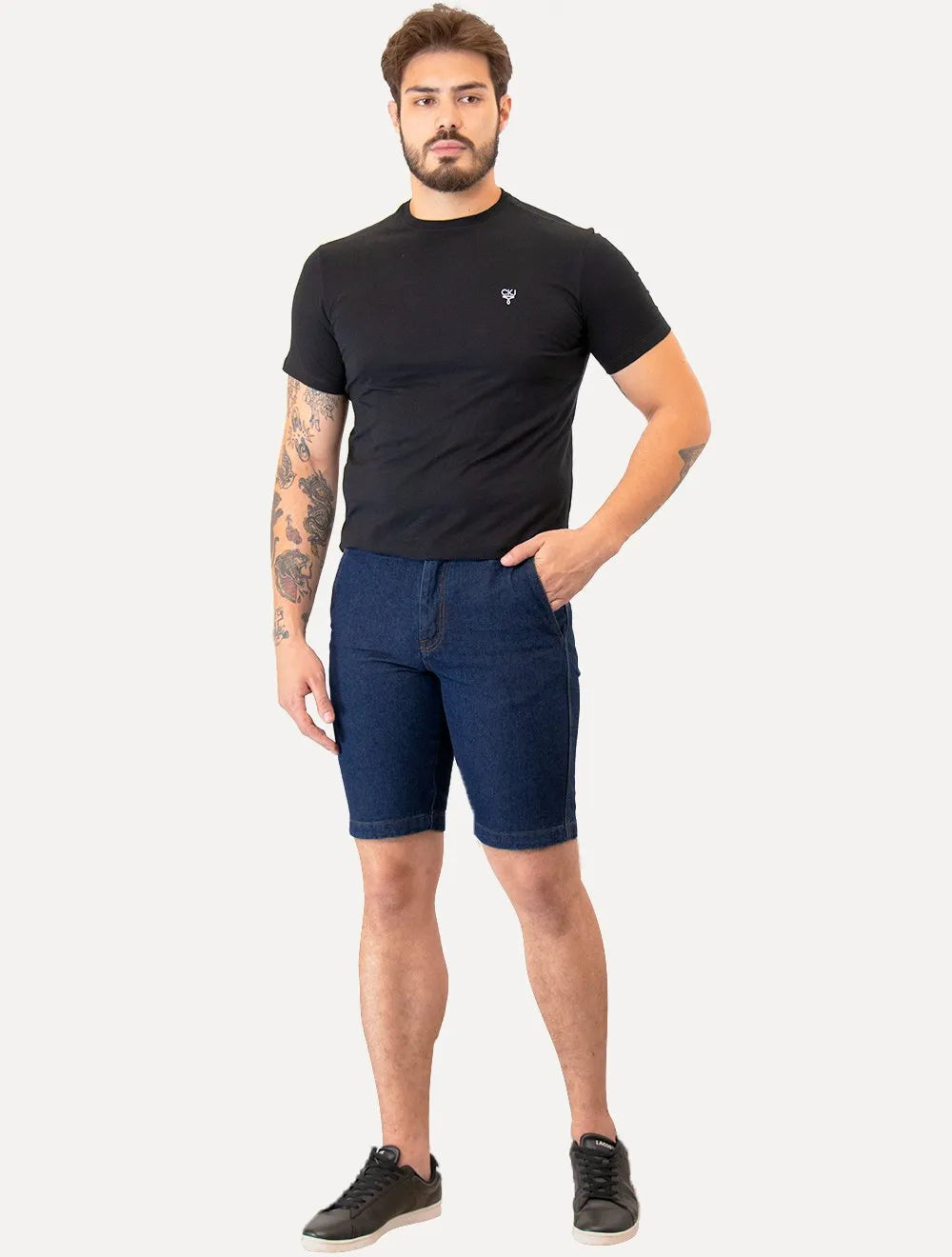 Bermuda Lacoste Jeans Masculina Essential Cotton Azul Escuro