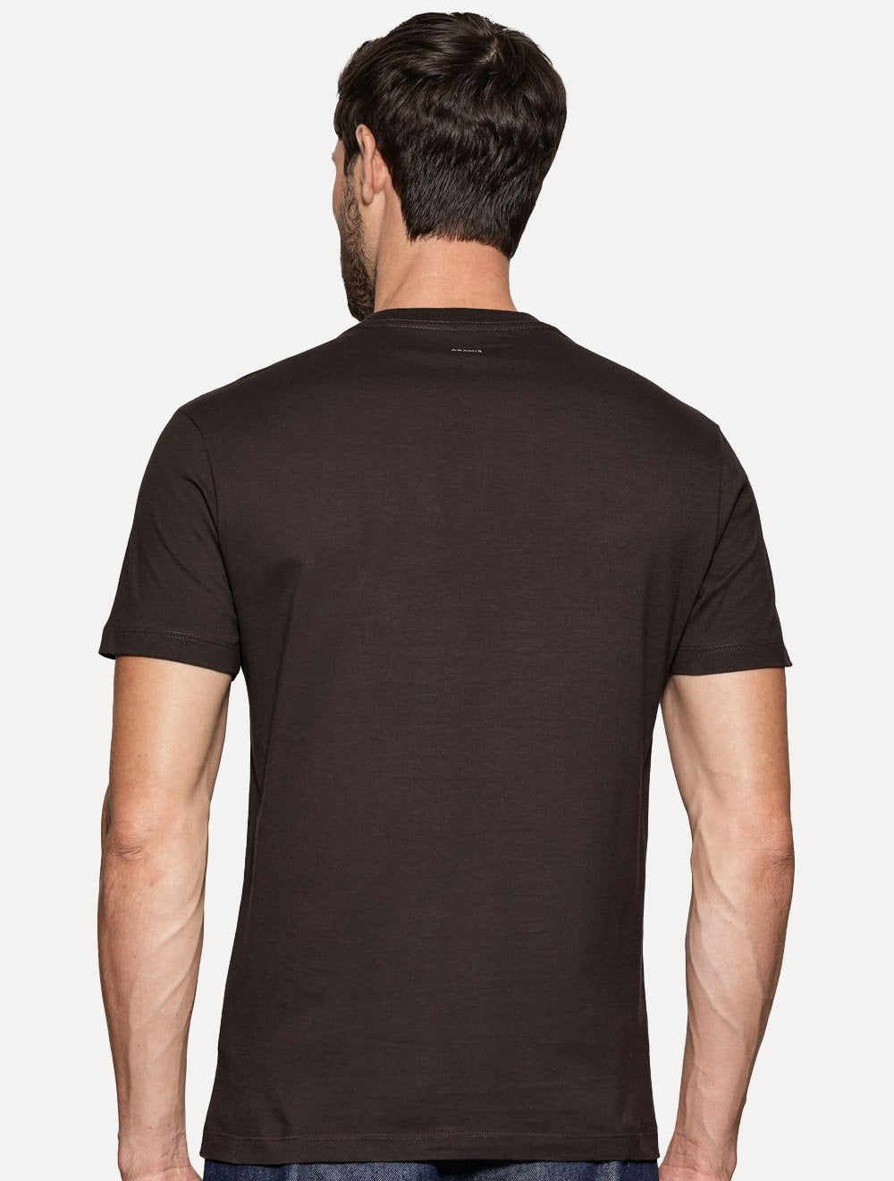 Camiseta Aramis Masculina Basic Lisa Mono Icon Marrom Café