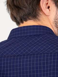 Camisa Dudalina Masculina Slim Superfine Cotton Xadrez Azul Marinho