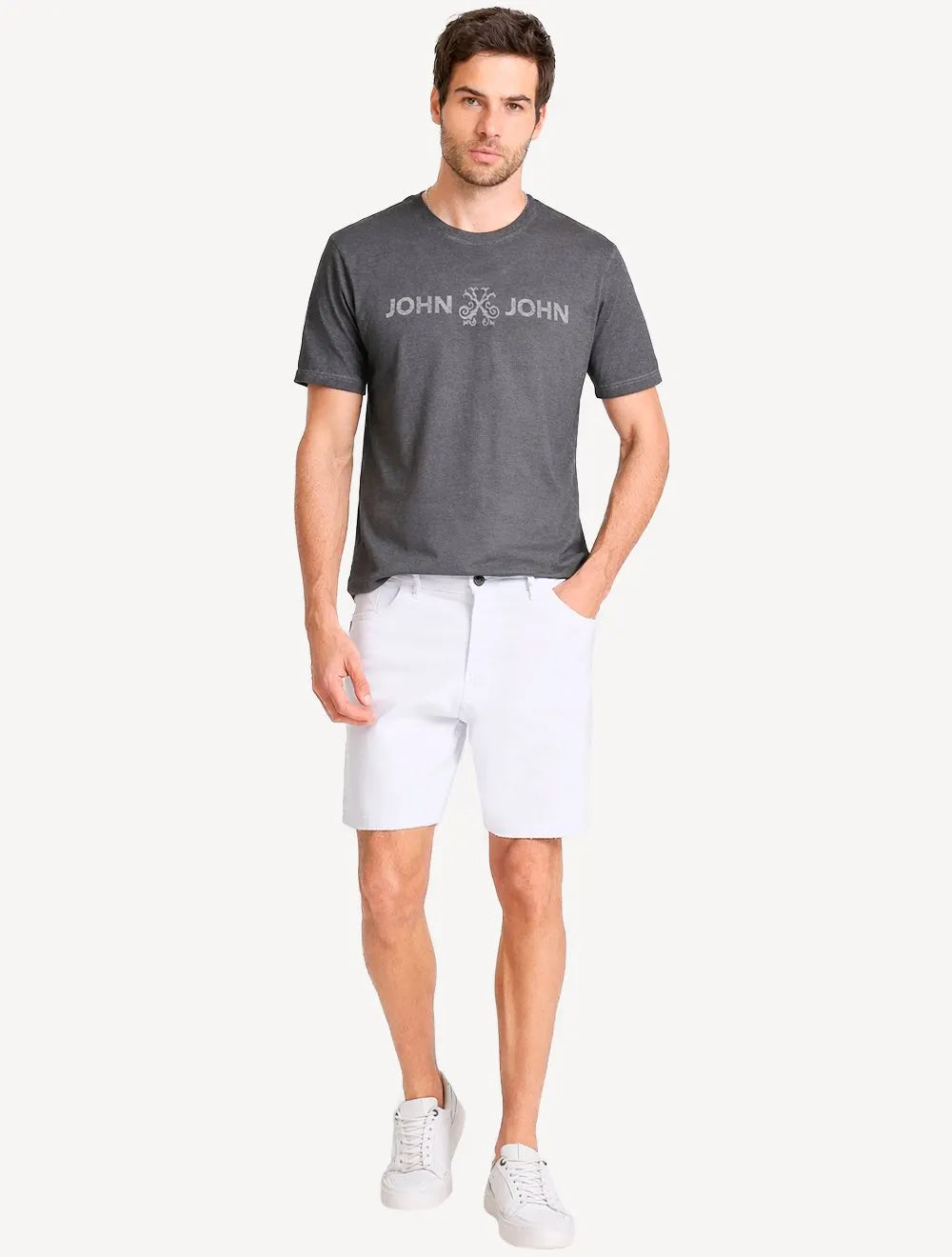 Camiseta John John Masculina Fit Basic Cinza Escuro
