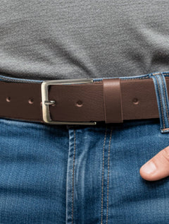 Cinto King & Joe Masculino Couro Logo Queima Marrom