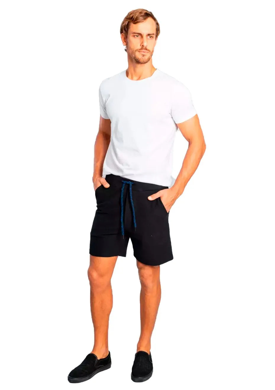 Bermuda Sergio K Masculina Moletom Det Chenille Preta