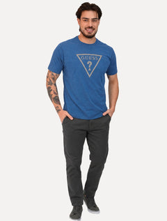 Camiseta Guess Masculina Classic Logo Embossed Azul Médio