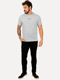 Camiseta Calvin Klein Masculina Flame CK New York Cinza Mescla