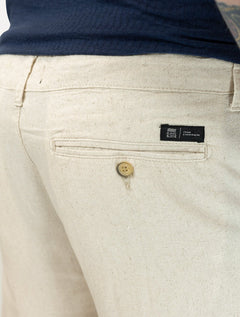 Bermuda King & Joe Masculina Slim Linho Off White