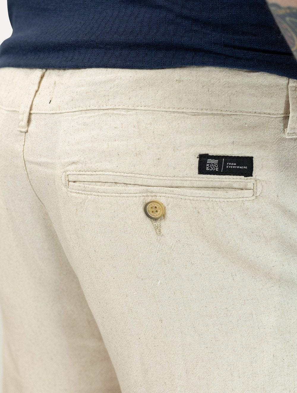 Bermuda King & Joe Masculina Slim Linho Off White