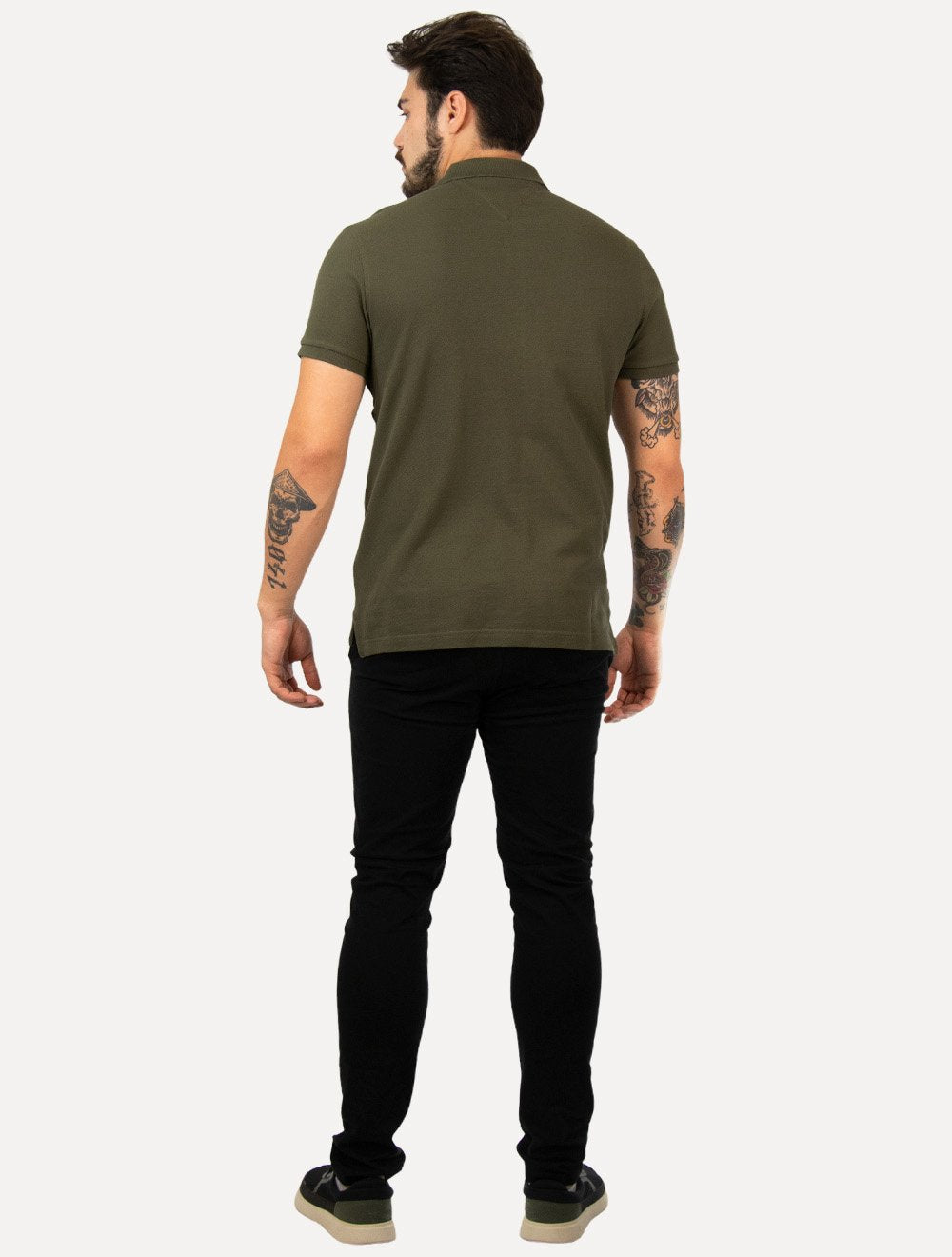 Polo Tommy Hilfiger Masculina Regular Shadow Global Stripe Verde Militar