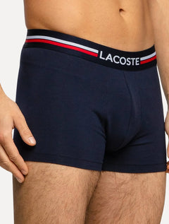 Cueca Lacoste Trunk Boxer Iconic Tricolor Marinho/Vermelha/Chumbo Pack 3UN