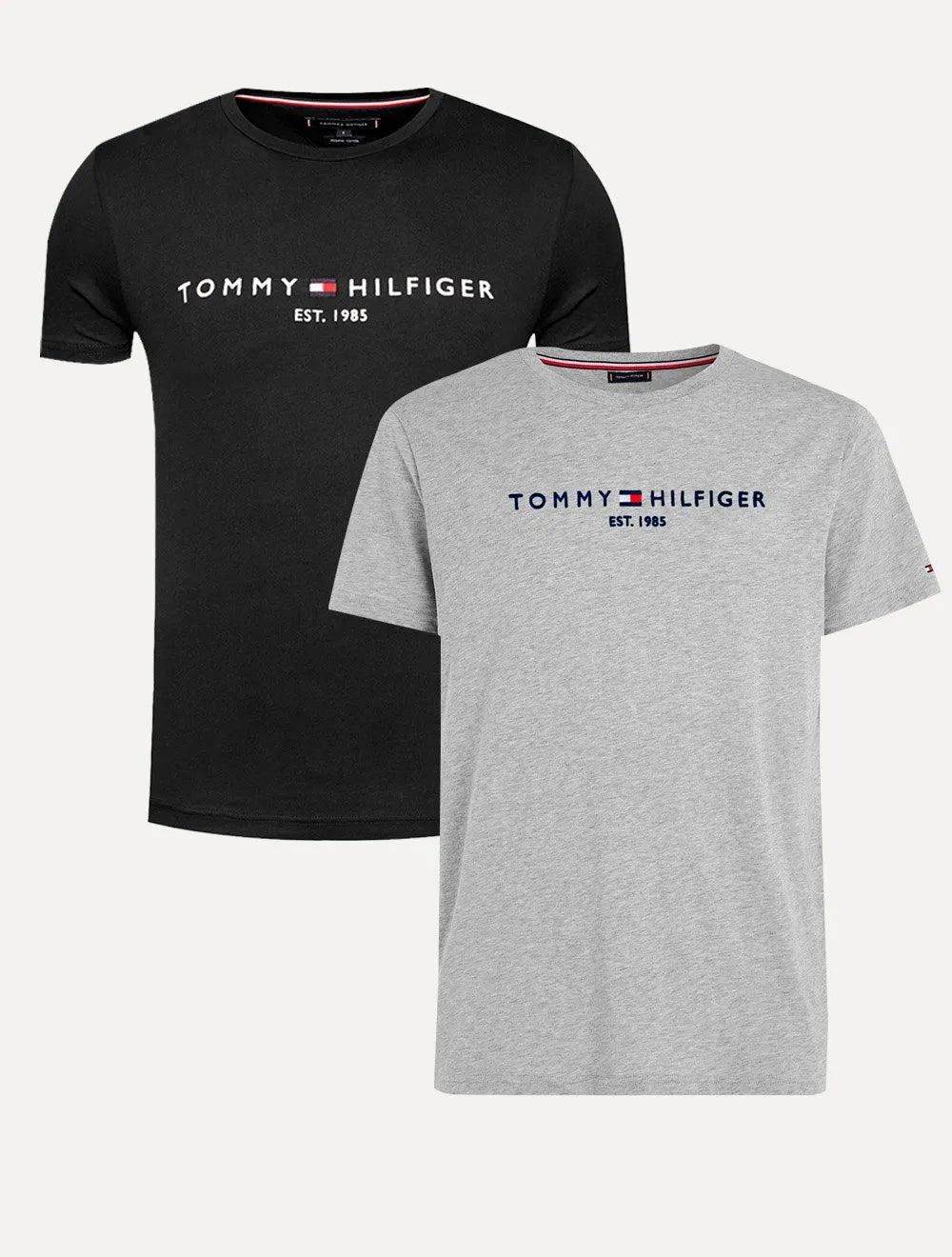 Kit Camisetas Tommy Hilfiger | Masculina Core Logo Tee Cinza/Preta